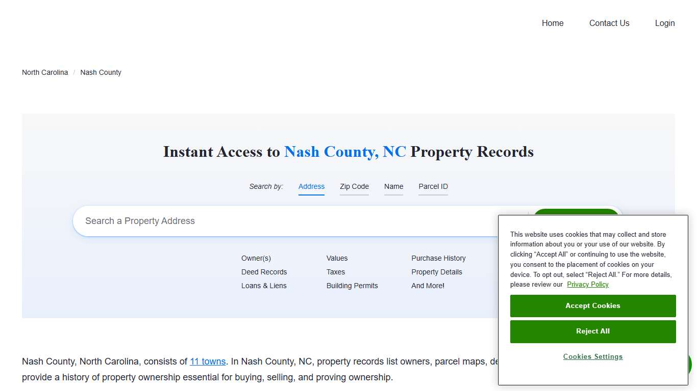 Nash County Property Records Owners, Deeds, Permits